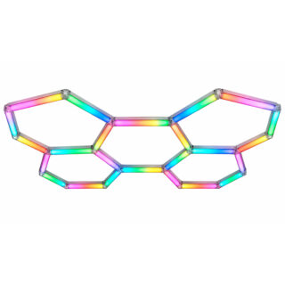 LÁMPARA 5 HEXAGONALES 168W LUZ RGB MULTICOLOR 2.40 ANCHO X 1.50 DE LARGO